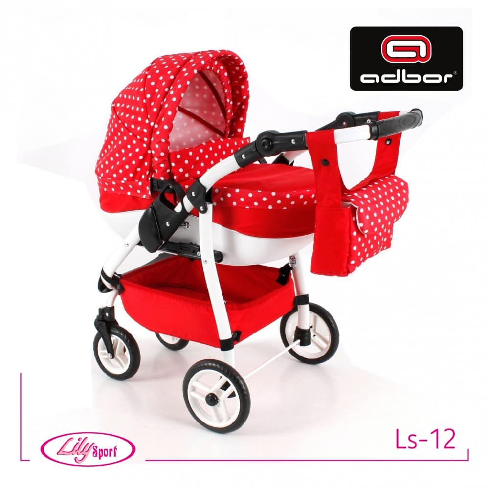 Коляска для куклы Lily Sport 12 червоний, Adbor