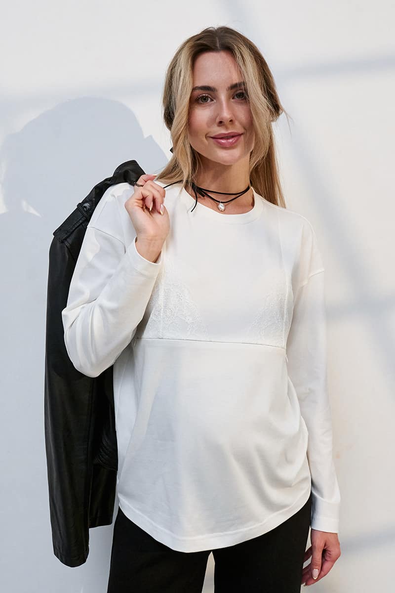 Лонгслів для вагітних та годуючих Marissa Молочний, Yula mama