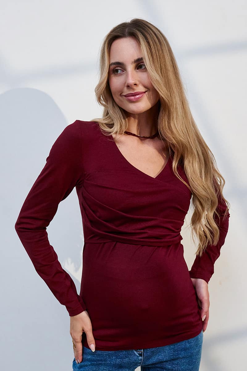 Лонгслів для вагітних та годуючих Isobel Бордовий, Yula mama
