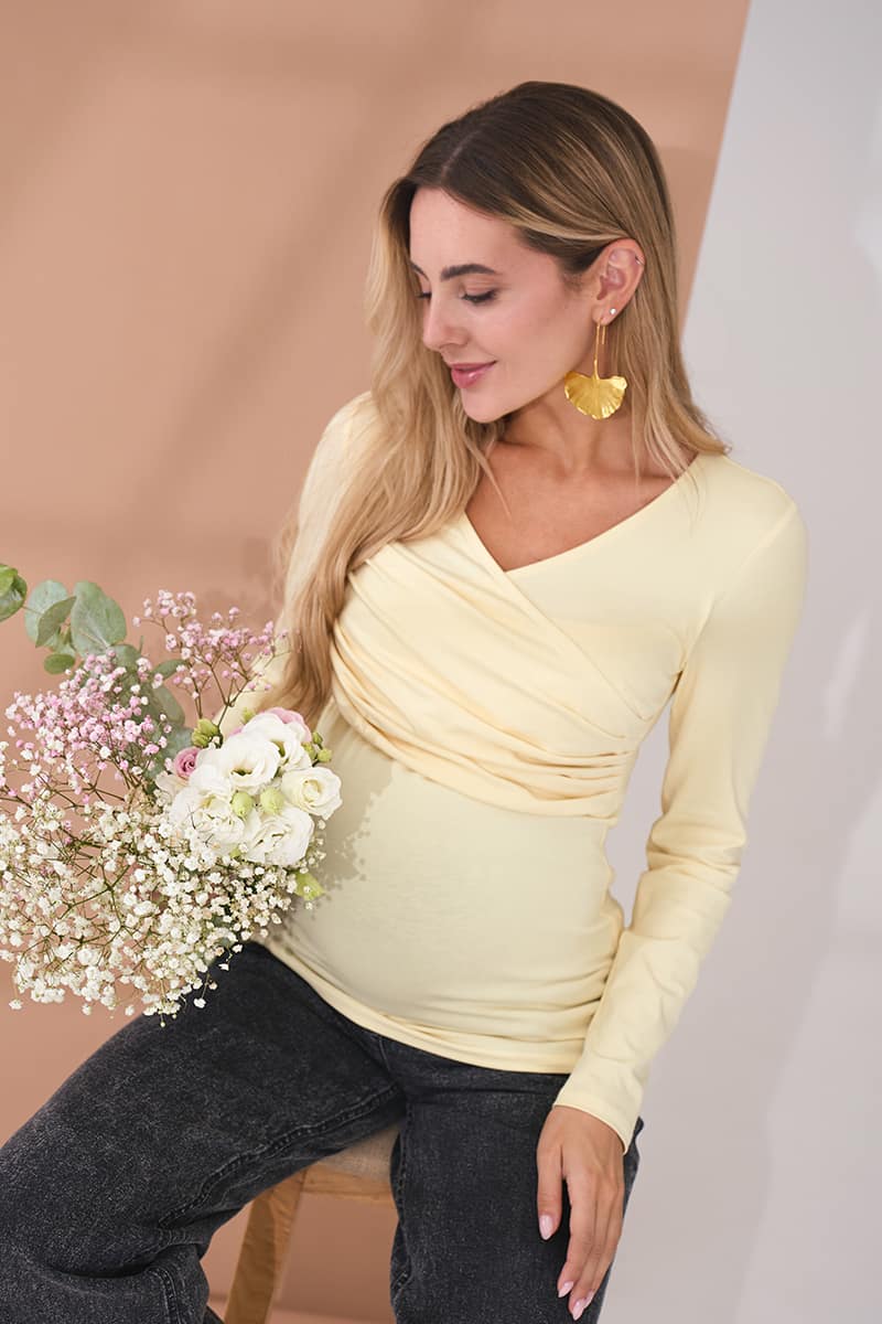 Лонгслів для вагітних та годуючих Isobel Кремовий, Yula mama
