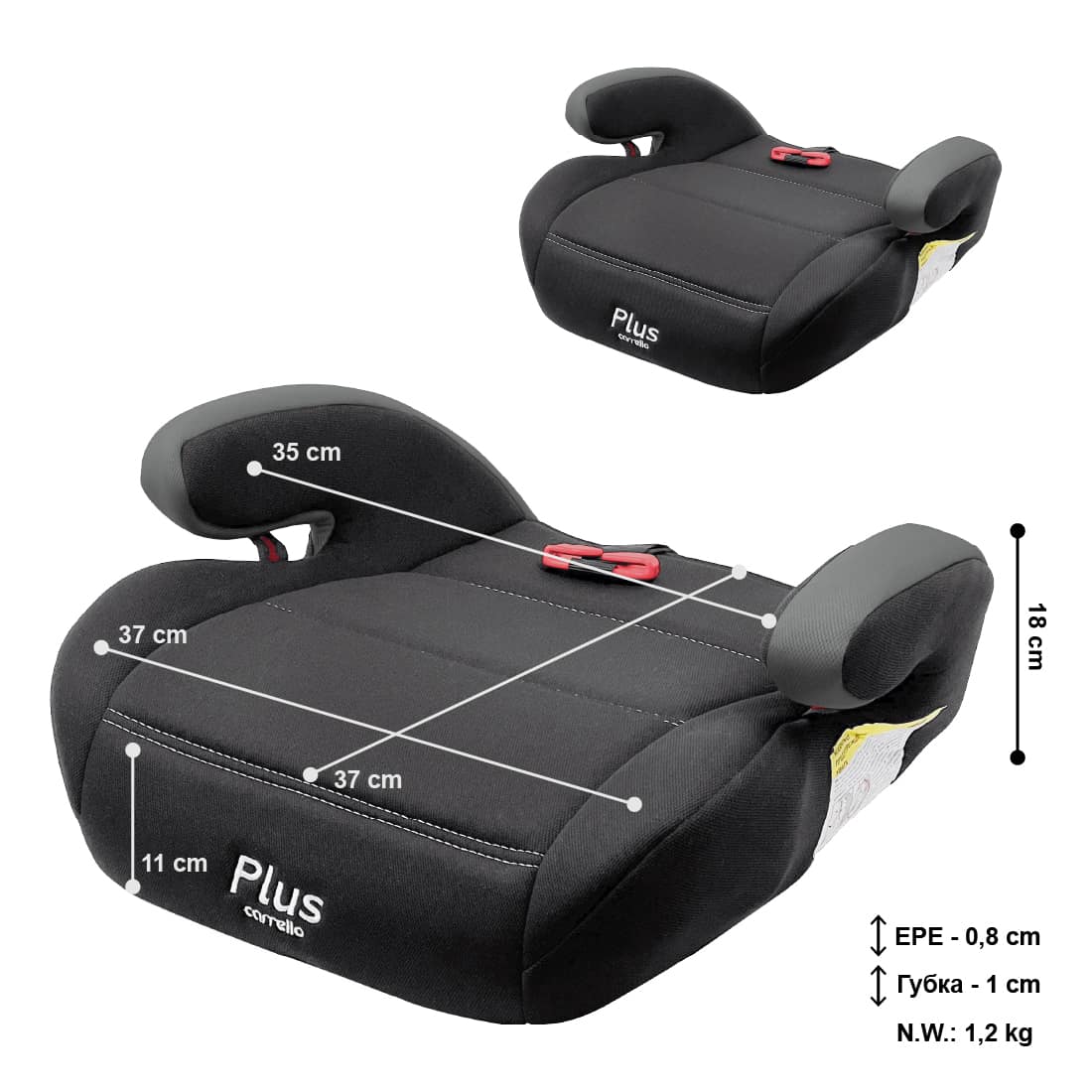 Автокрісло-бустер Plus CRL-16007 Storm +направляючий ремінь 75см, Carrello