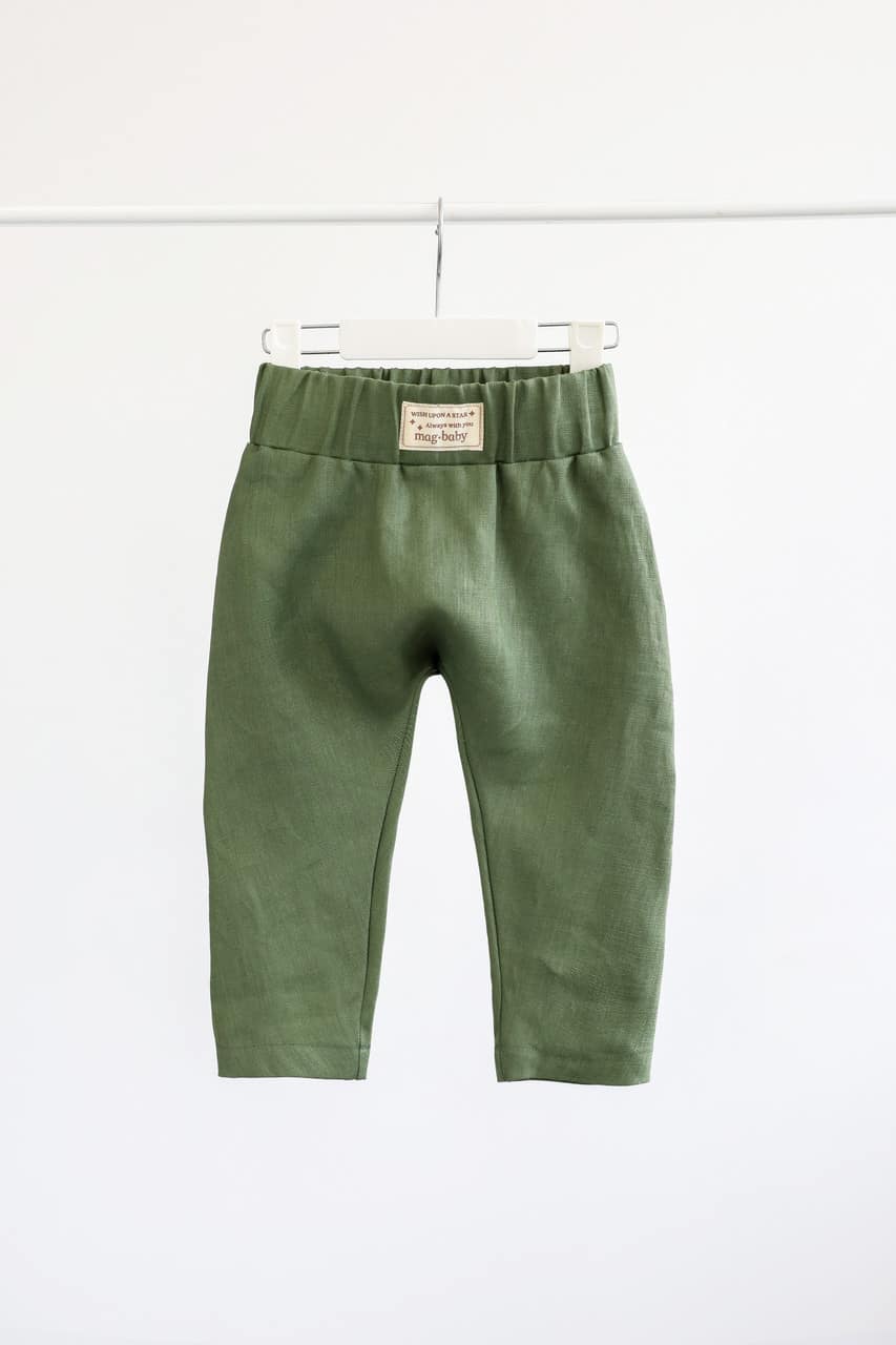 Льняні штани-шорти Ivon, зелені 116 (5-6 років), Унісекс