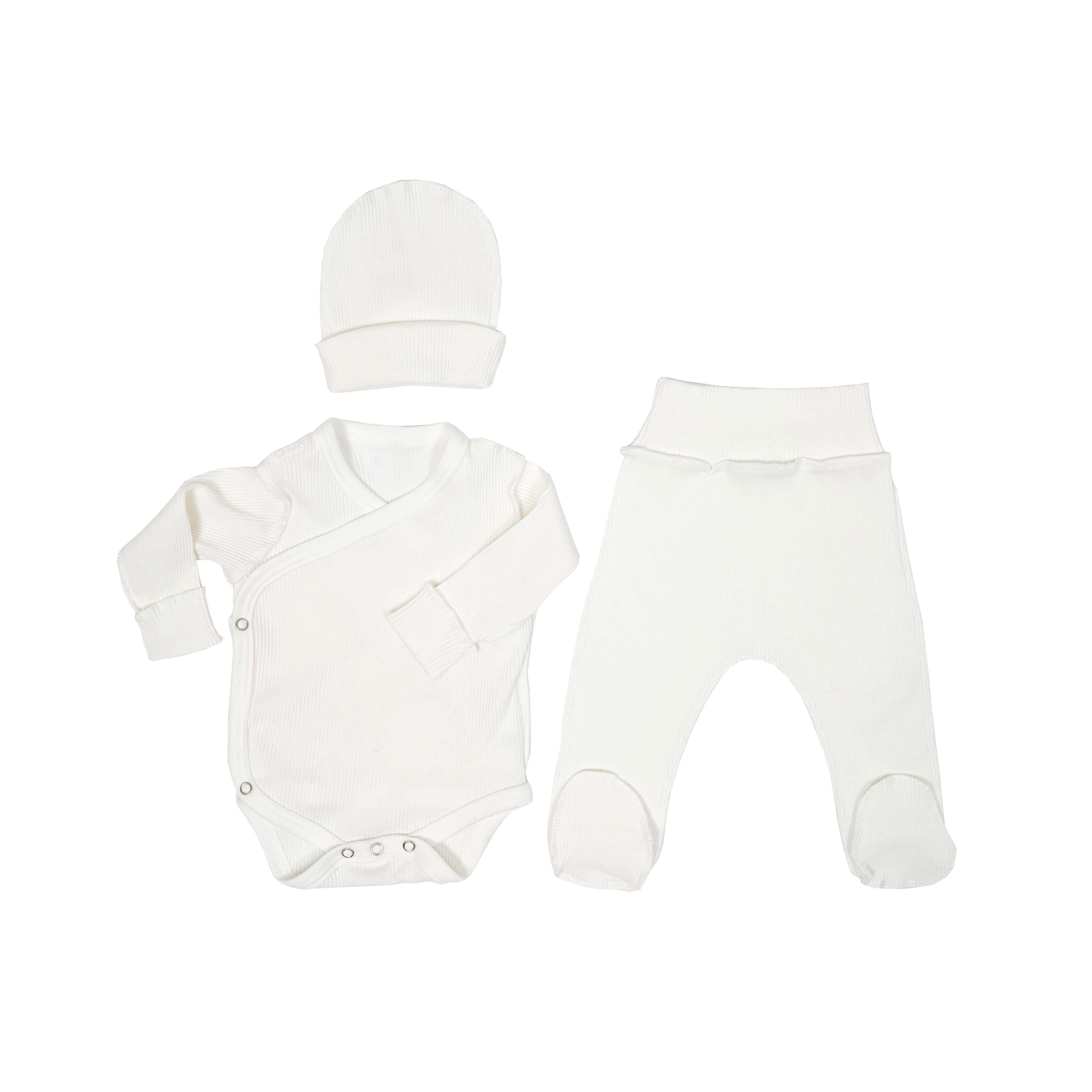 Дитячий набор в роддом Ego Organic (боди, штанишки, шапочка) экрю 50р, Twins