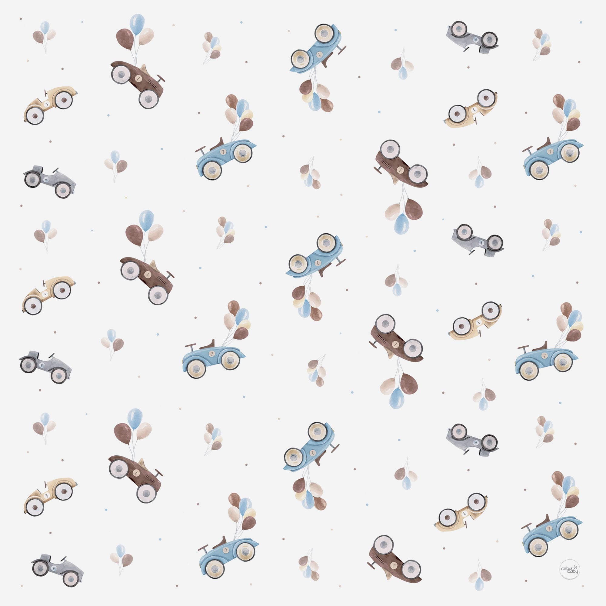 Коврик водонепроницаемый 120x120 Cars білий/блакитний, Cebababy