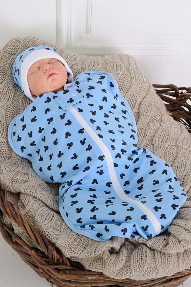 Євро пелюшка кокон на блискавці + шапочка Міккі Маус, MagBaby