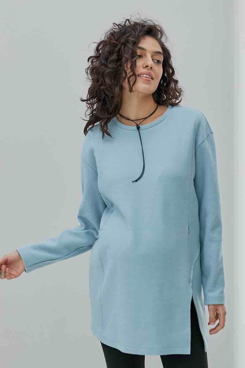 Тепла туніка для вагітних та годуючих OLIVE блакитна, Yula mama