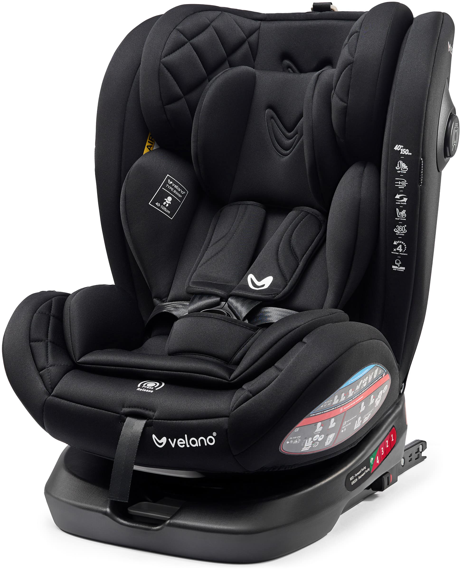 Автокрісло Aura 360° i-Size 40–150 см, Velano