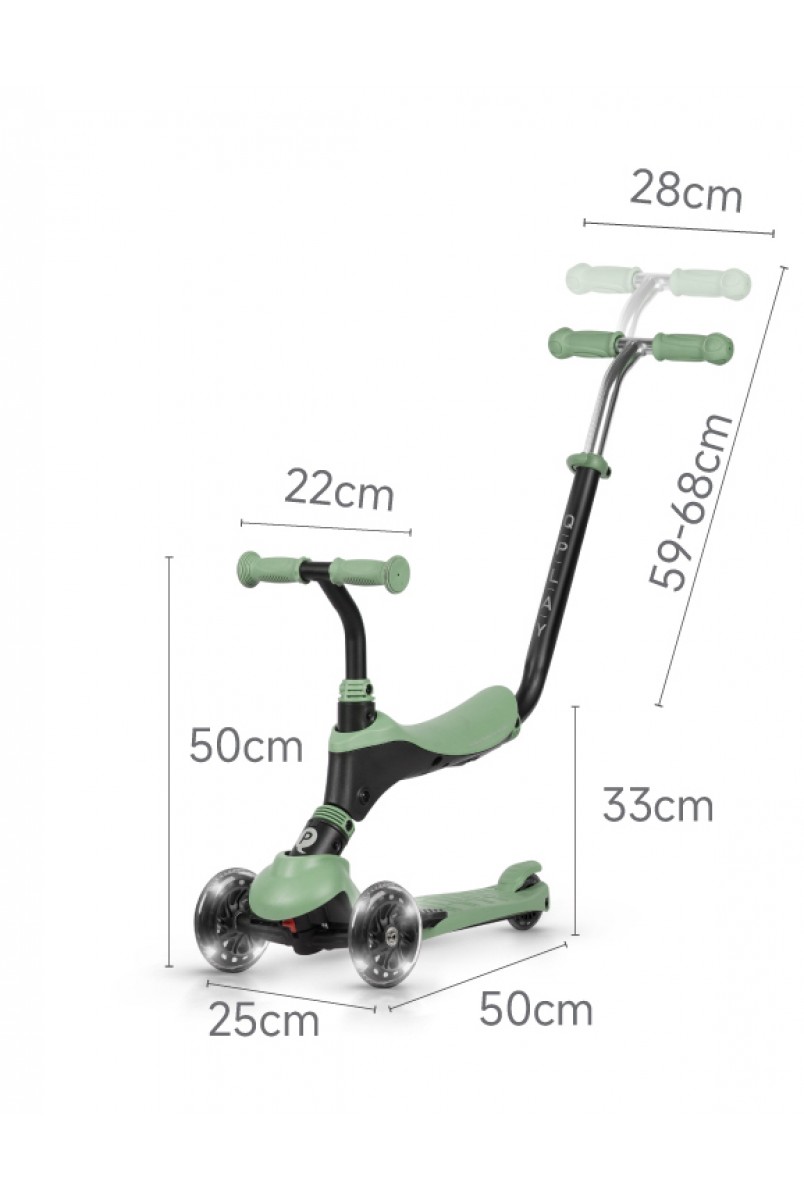 Самокат триколісний дитячий 5 в 1 Sema Pro Green