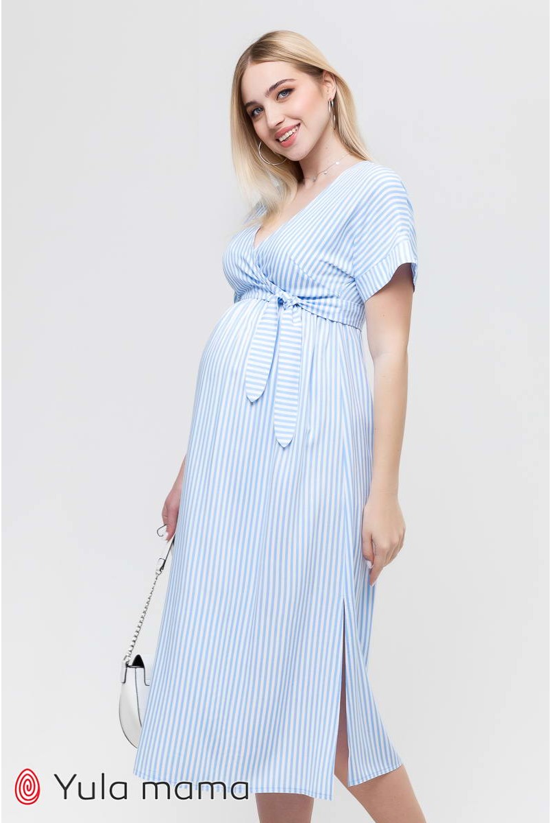 Платье Gretta голубая полоска для беременных и кормления
