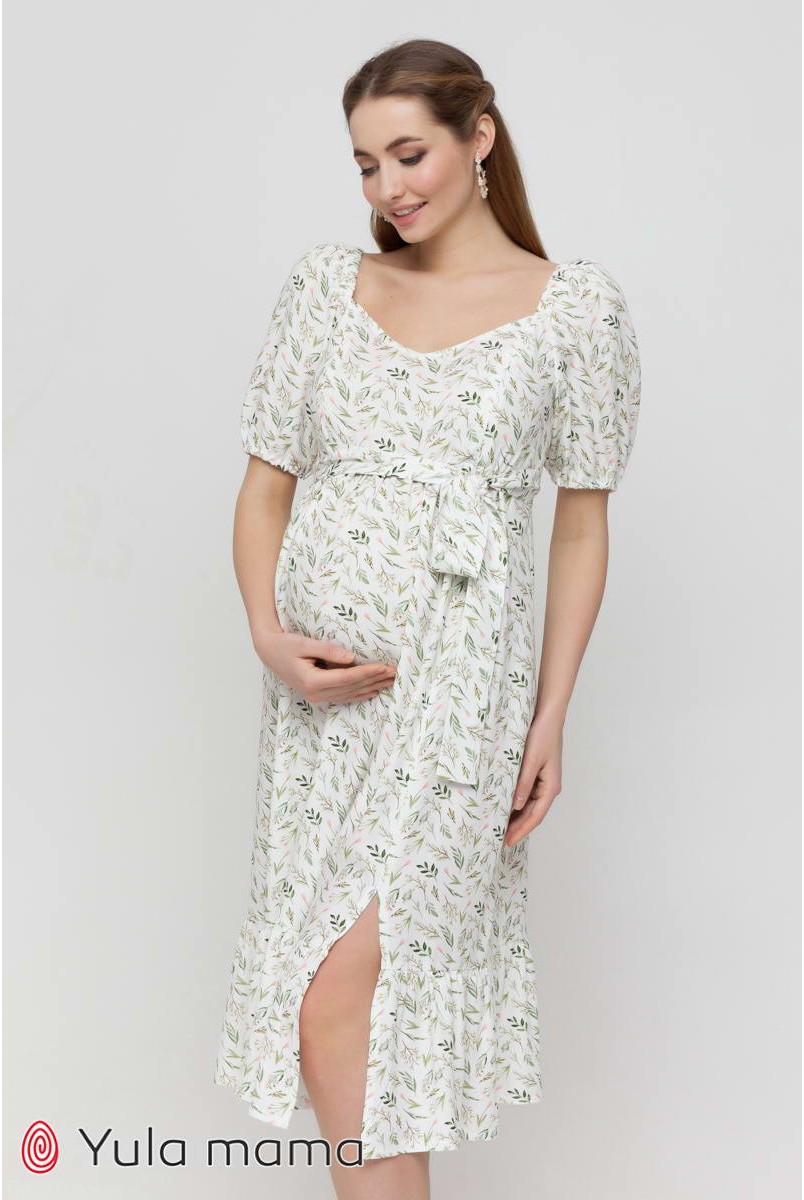 Платье Federica лесные цветы на молочном фоне для беременных и кормления
