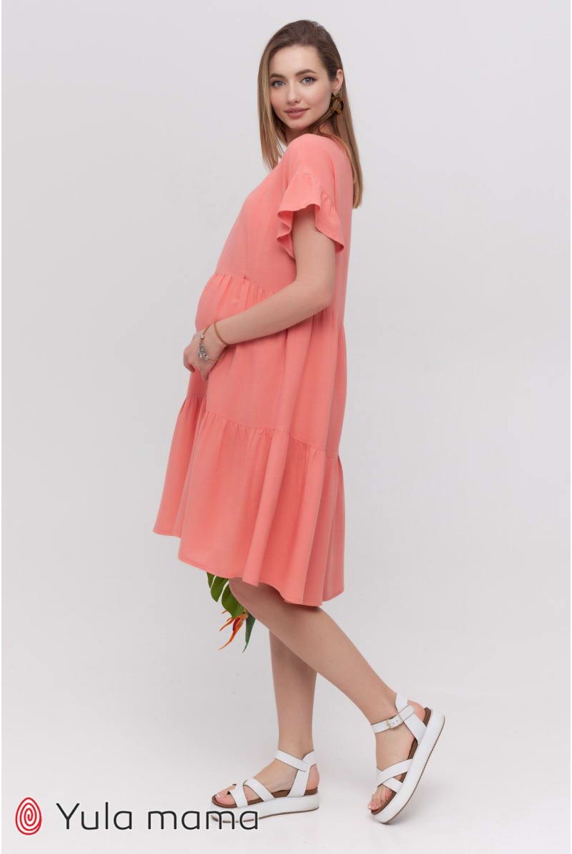 Платье Annabelle коралл для беременных и кормления