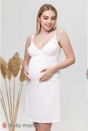 Ночная сорочка Viola цветные точки на молочном фоне для беременных и кормления
