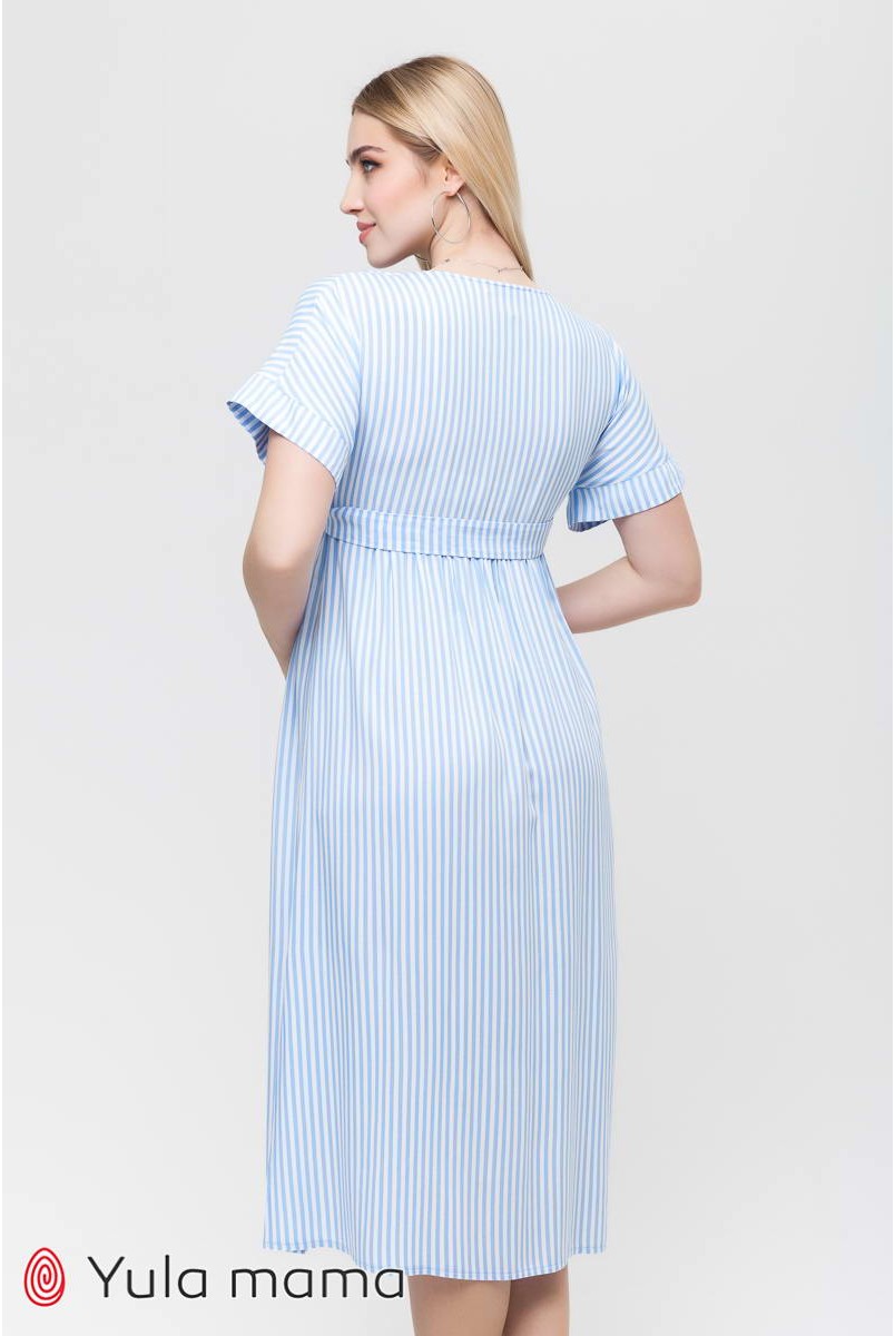 Платье Gretta голубая полоска для беременных и кормления