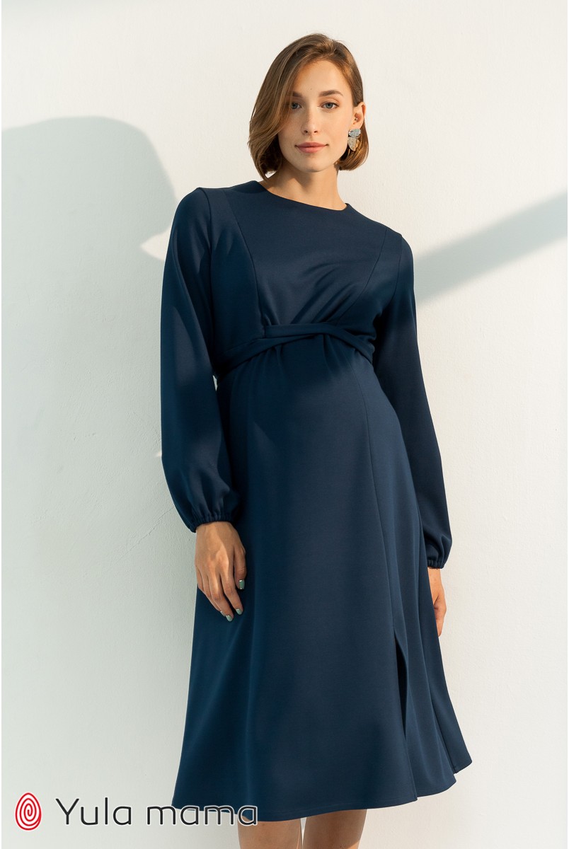 Платье для беременных и кормления Юла мама Vicky DR-31.071 темно-синий