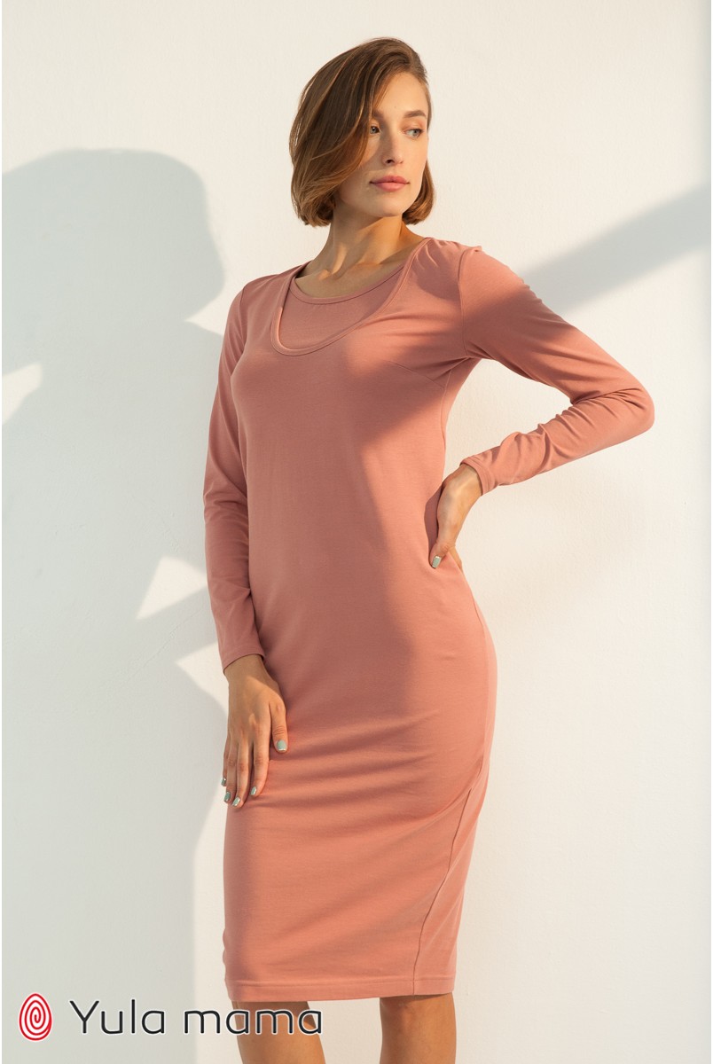 Платье для беременных и кормления Юла мама Lillian DR-31.032 темный розовый