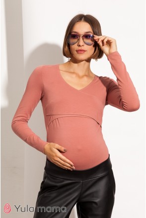 Боди для беременных и кормления Юла мама Fleur NR-31.042 темно-розовый