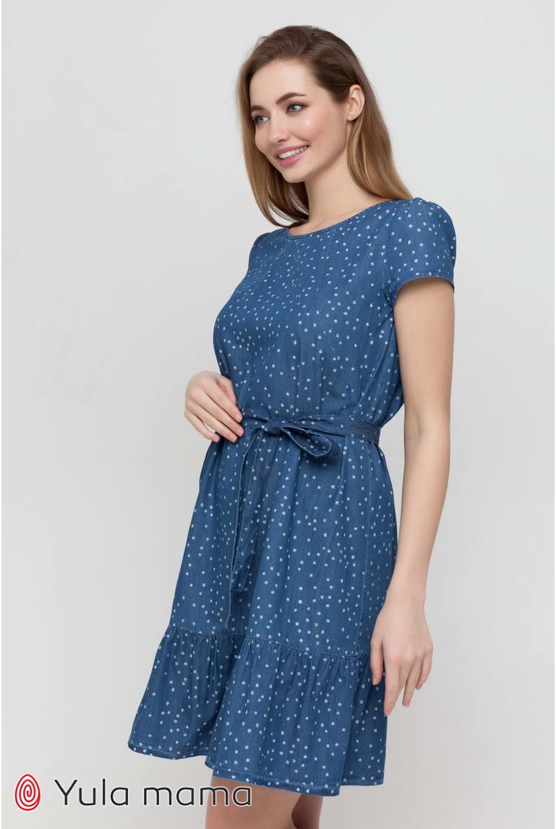 Платье Shelby джинсово-синий с принтом звездочки для беременных и кормления