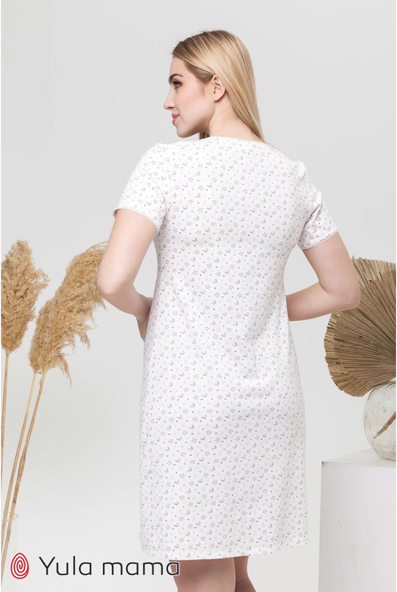 Нічна сорочка Alisa light ведмедики на молочному тлі для вагітних і годування