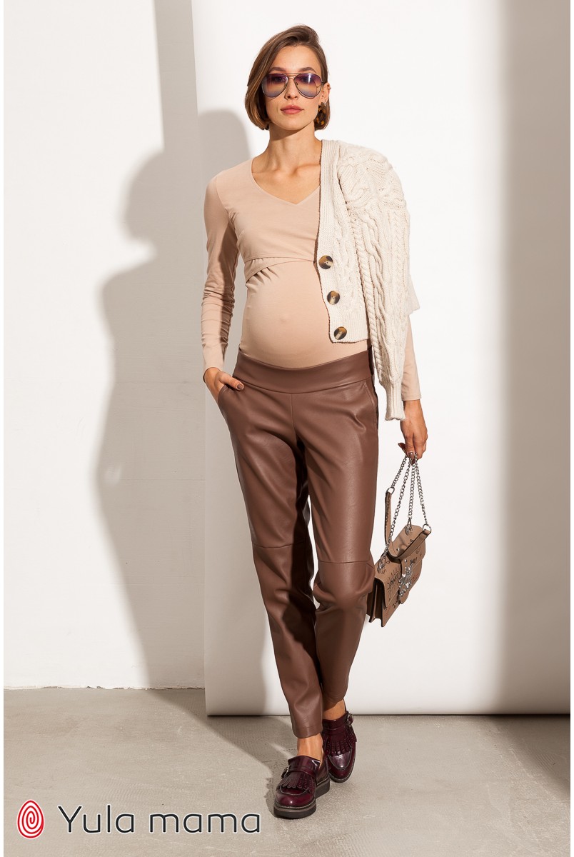 Штани для вагітних Юла мама Tanita TR - 31.023 коричневий