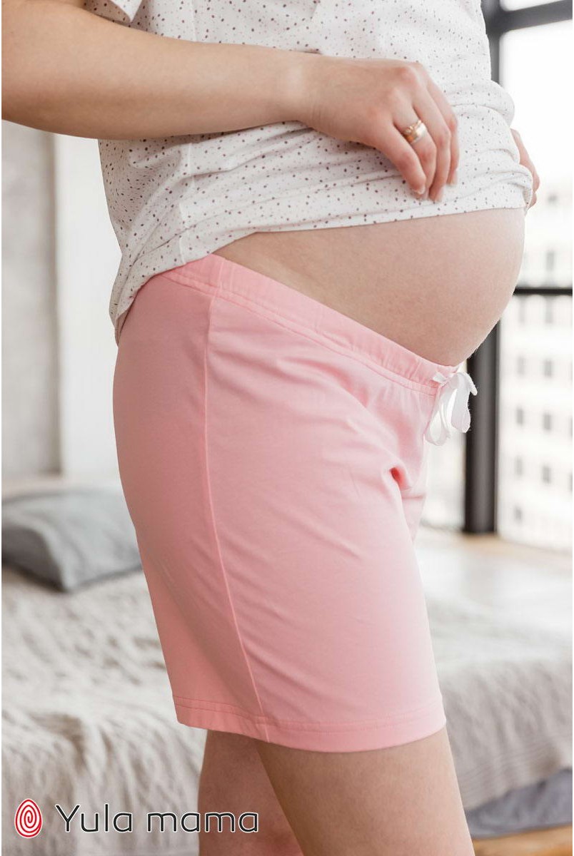 Піжама Janice кольорові точки на молочному тлі + рожевий для вагітних і годування