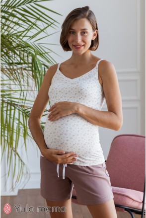 Хлопковые шорты для беременных Юла мама Tammy NW-5.10.1 капучино