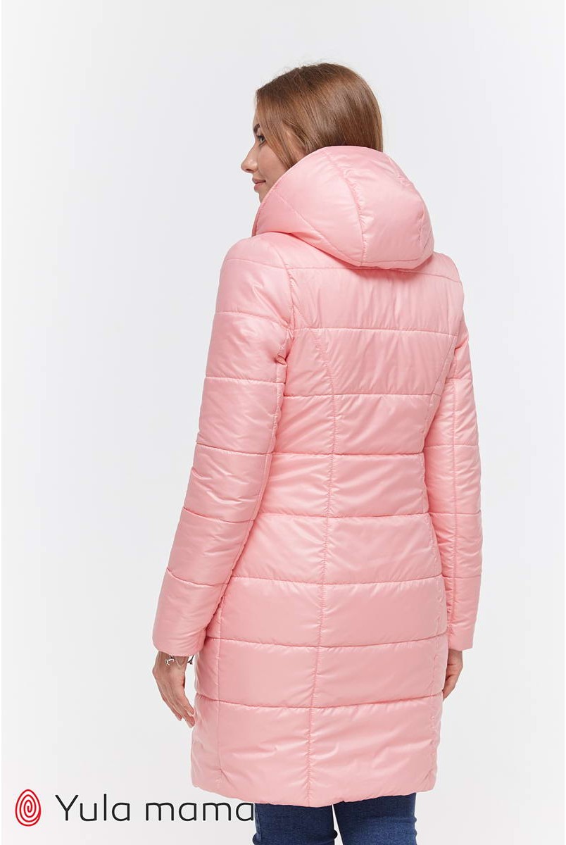 Зимнее двухстороннее пальто Kristin OW-40.032 (металлик графит с розовым) для беременных