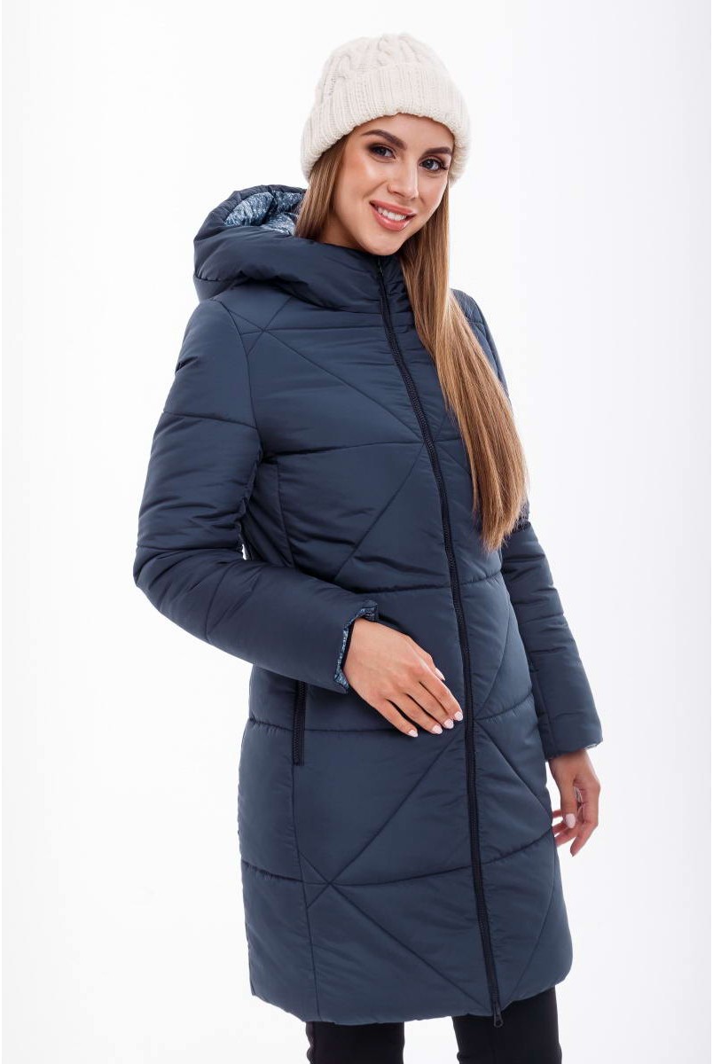 Зимнее теплое пальто ANGIE OW-49.031 синий для беременных