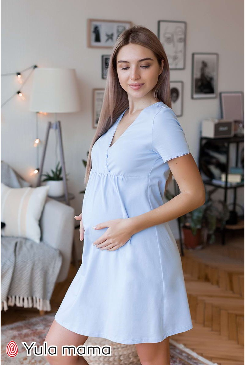 Ночная сорочка Alisa light NW-1.4.3 голубой для беременных и кормления