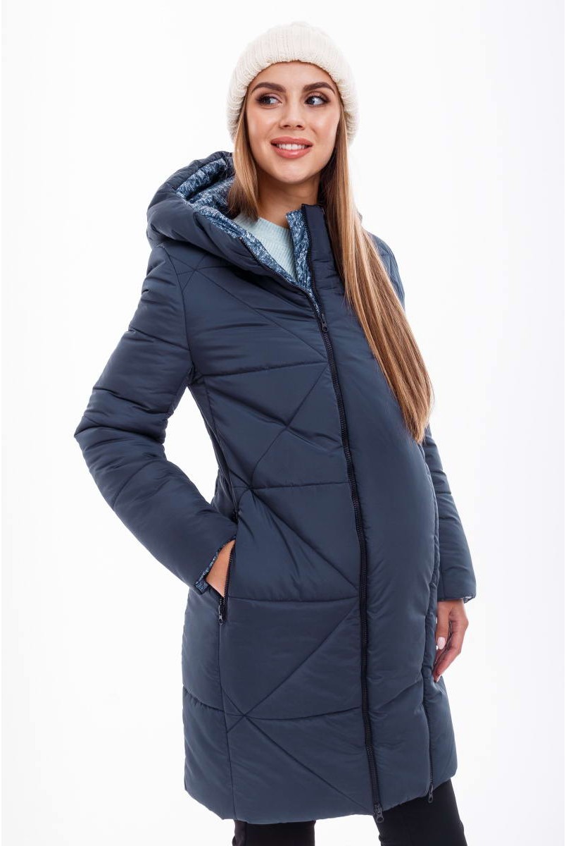 Зимове тепле пальто ANGIE OW-49.031 синій для вагітних