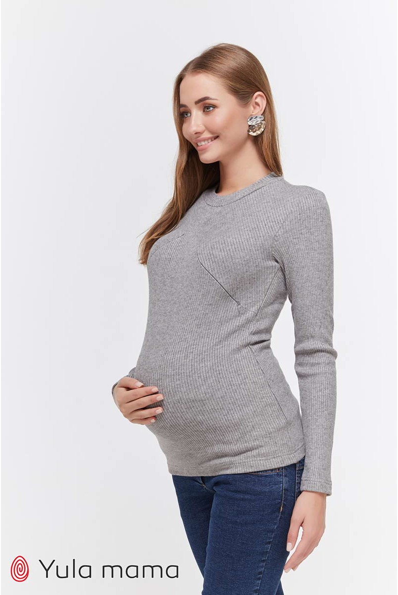 Лонгслив Stefania warm серый меланж для беременных и кормления