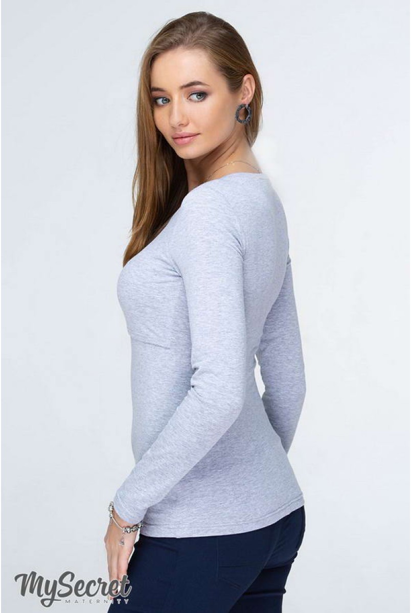 Лонгслив базовый Adrianna серый меланж для кормящих мам