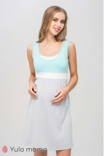 Нічна сорочка Sela NW - 1.8.7 сірий меланж-Блакитний для вагітних і годування