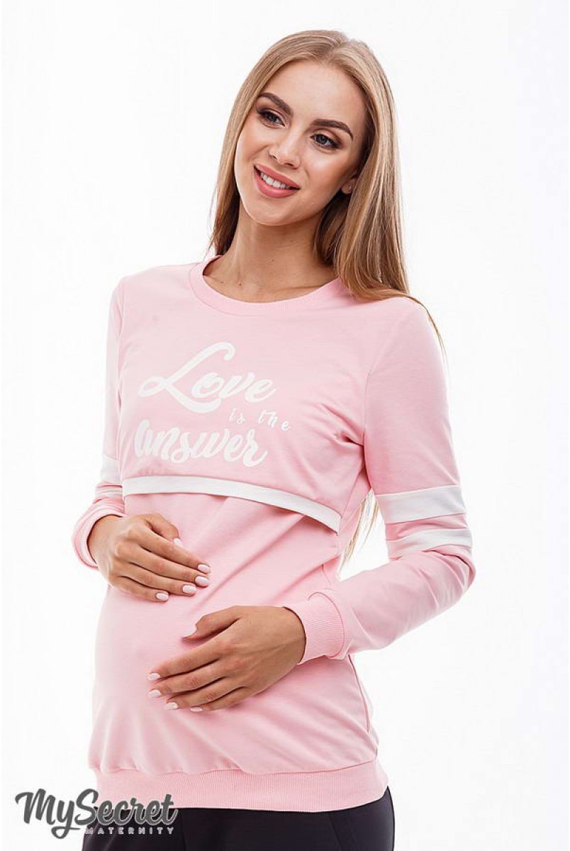 Свитшот Luna SW-48.041 теплый розовый с молочным для беременных и кормящих