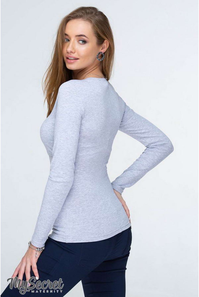 Лонгслив базовый Adrianna серый меланж для кормящих мам