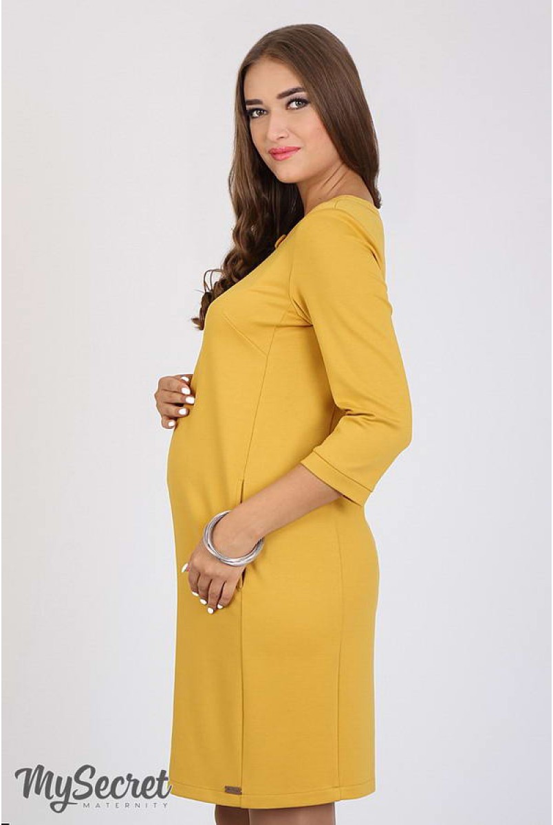 Платье Key горчица для беременных