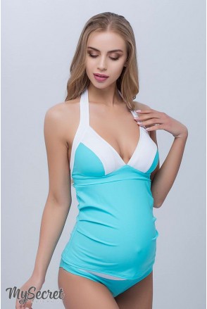 Купальник Miami голубая лагуна с белым для беременных