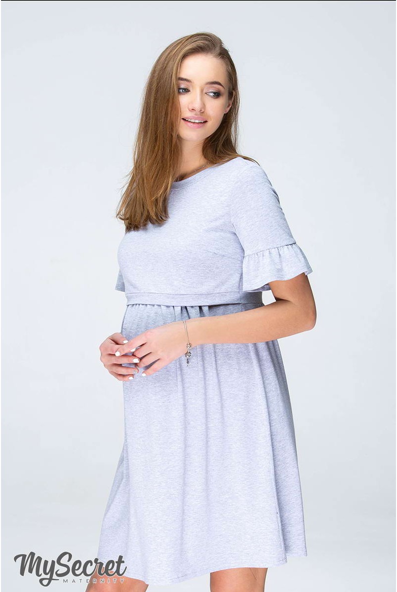 Сукня-футболка Emily сірий меланж для вагітних та годування