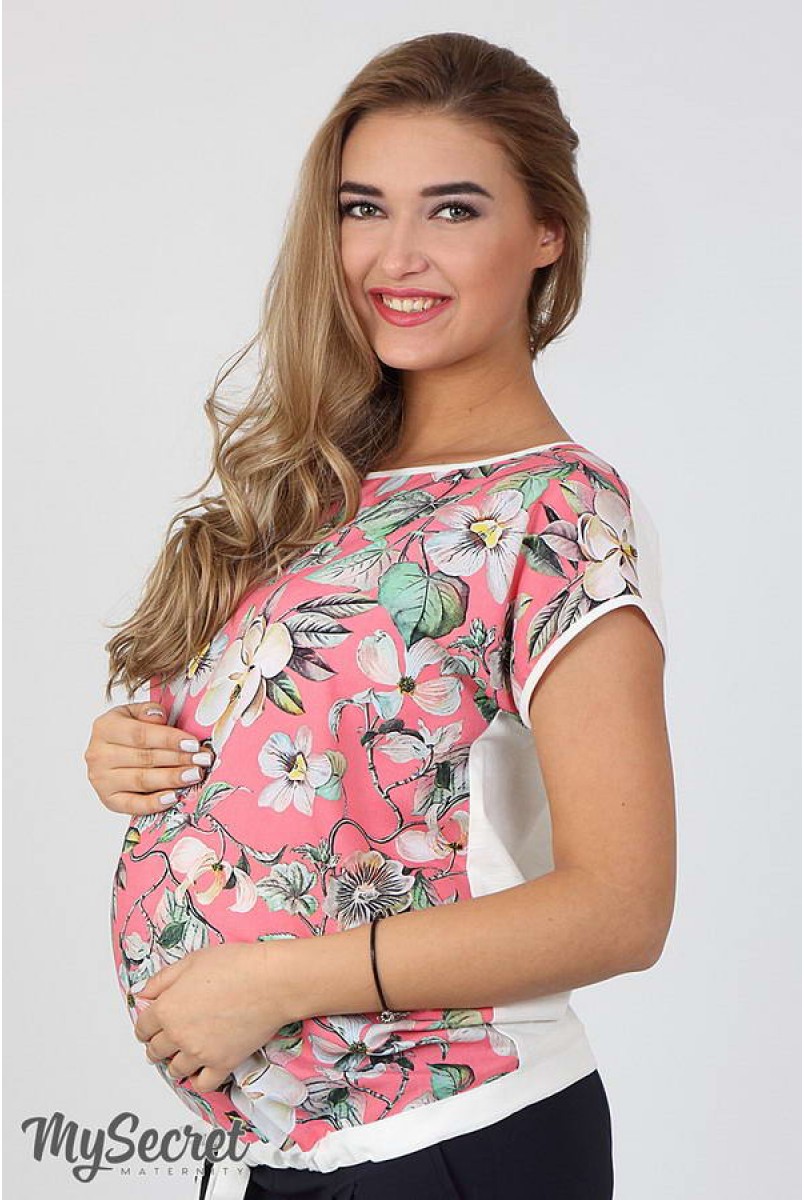 Блуза Vlada принт квіти на коралі для вагітних
