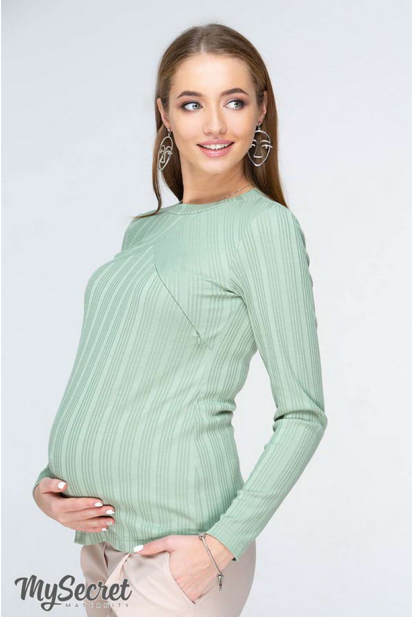 Лонгслив Stefania светло-зеленый для беременных и кормящих