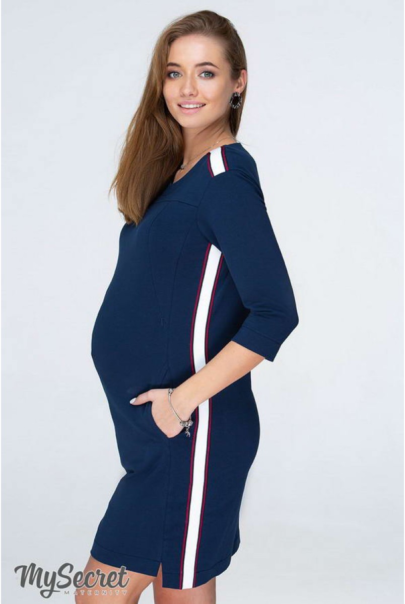 Платье Danielle light темно-синий для беременных и кормящих