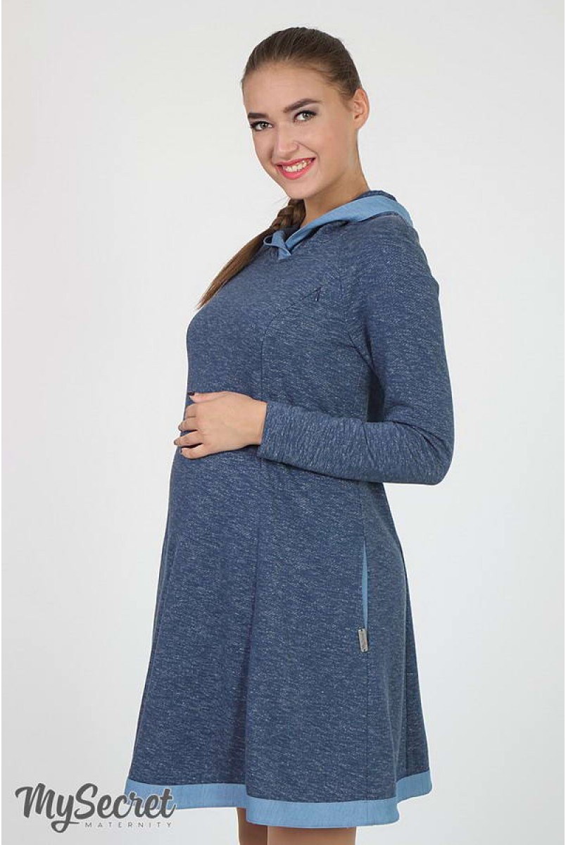 Сукня Lein джинсово-синій меланж + блакитний джинс для вагітних і годування