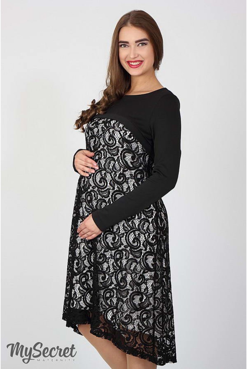Платье Loren черный с молоком для беременных и кормящих
