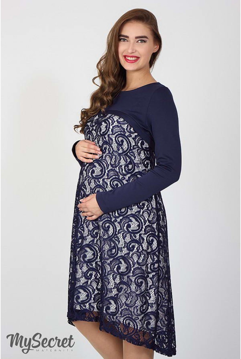 Платье Loren темно-синий с молоком для беременных и кормящих
