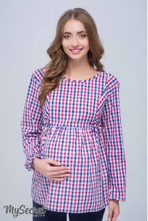 Блуза Shade new сине-бело-малиновая клетка для беременных и кормящих