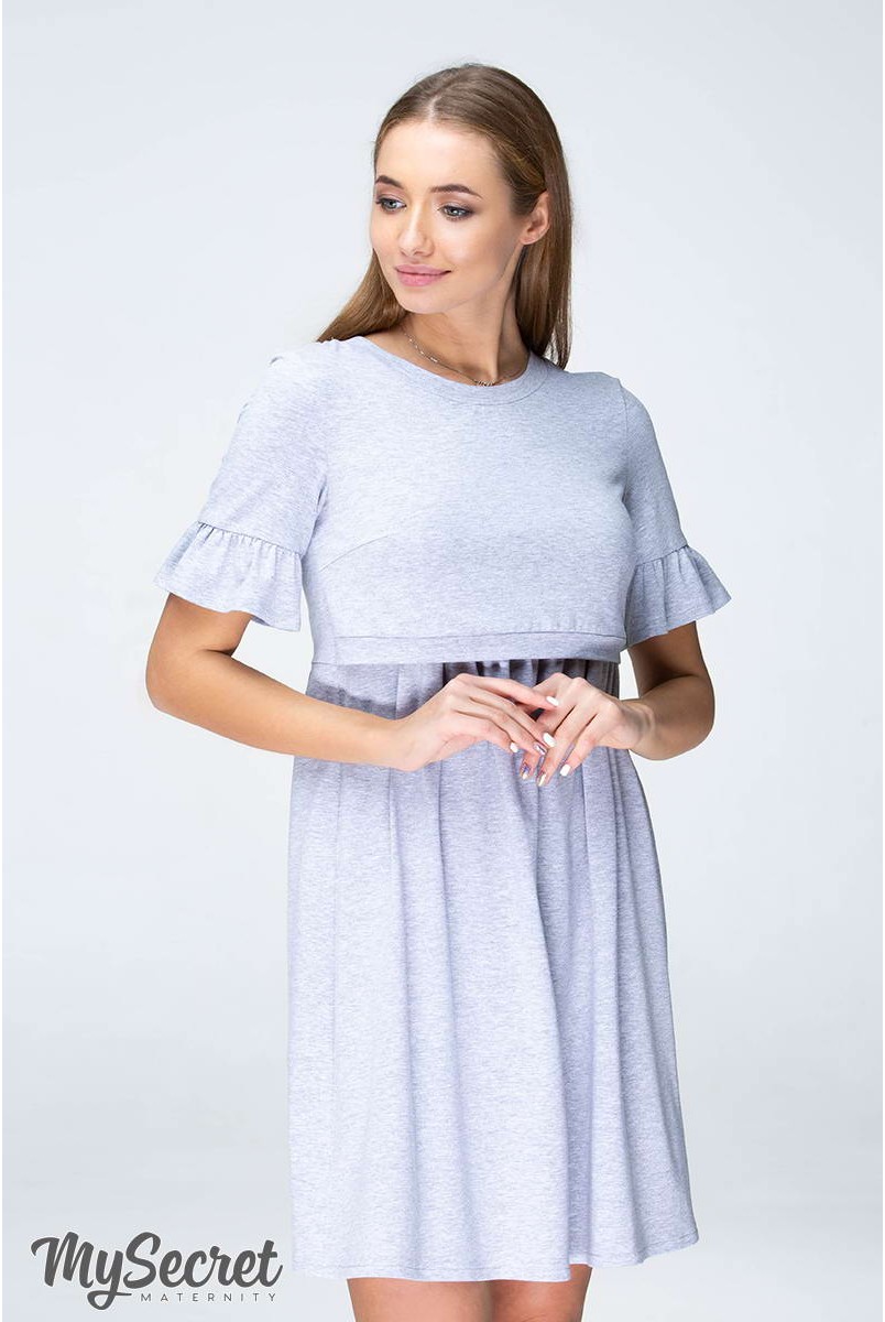 Сукня-футболка Emily сірий меланж для вагітних та годування