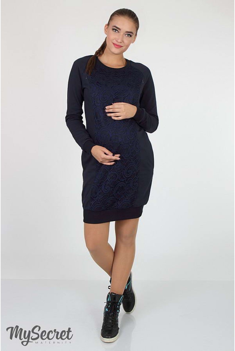 Платье Margarita темно-синий для беременных и кормящих