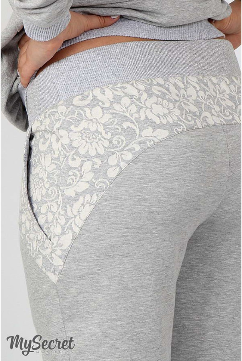 Спортивні штани Noks сірий меланж + сірий жаккард для вагітних