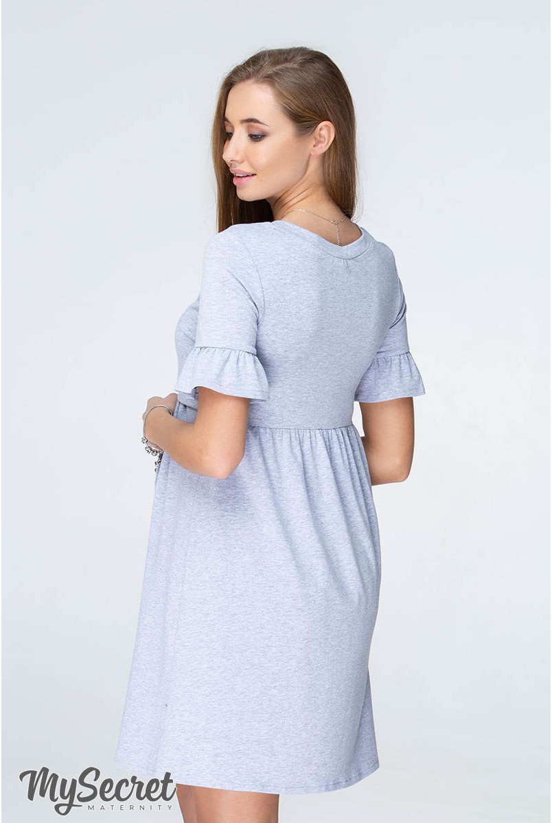 Платье-футболка Emily серый меланж для беременных и кормления