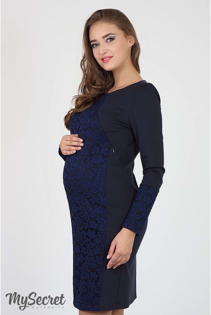 Платье Alen темно-синий для беременных и кормящих