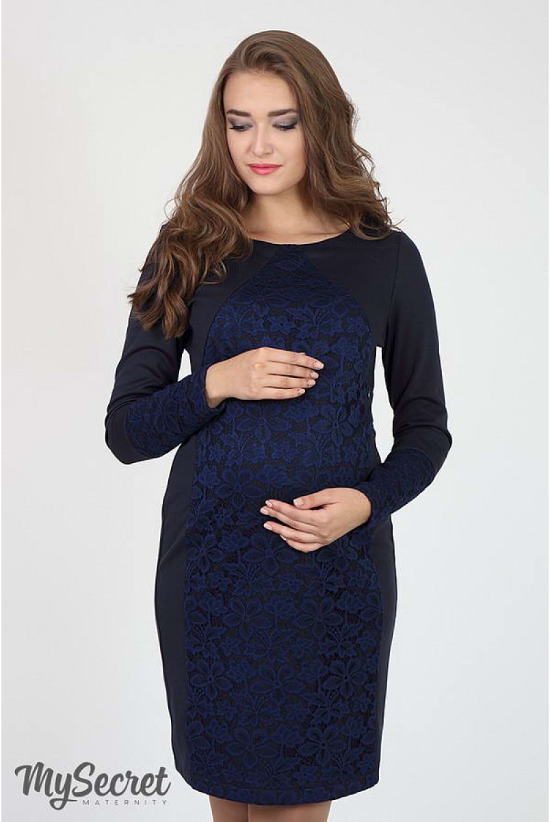 Платье Alen темно-синий для беременных и кормящих